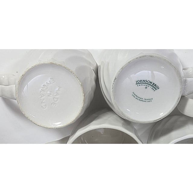 Vintage Ruffled White Ironstone Mugs- Set of Six For Sale - Image 10 of 15