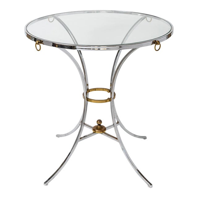 Chrome Round Accent Table in the Manner of Maison Jansen For Sale