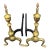 Queen Anne Pair 1920s Antique Brass Fireplace Andirons Queen Anne Style Firedogs For Sale - Image 3 of 16