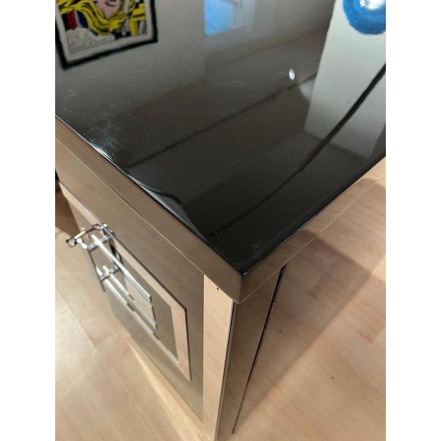 Art Deco Desk in Black Lacquer, Walnut & Metal, France, 1930s-1940s For Sale - Image 10 of 18