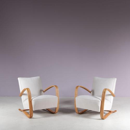 Lounge Chairs by Jindrich Halabala for Up Zadovy, 1950, Set of 2 For Sale - Image 9 of 9