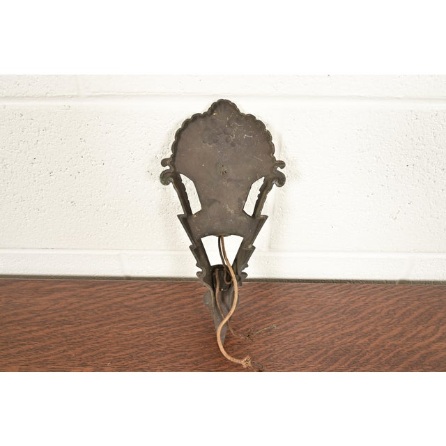 1930s Mid-West Art Deco Bronze Soleure Wall Sconces, Set of Four For Sale - Image 9 of 10