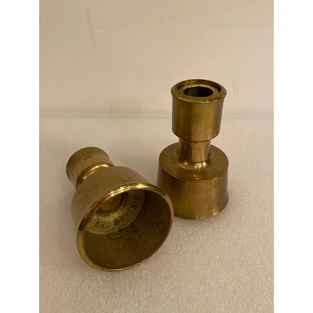 Mid-Century Modern Jens Quistgaard Dansk Brass Candlesticks - A Pair For Sale - Image 3 of 7