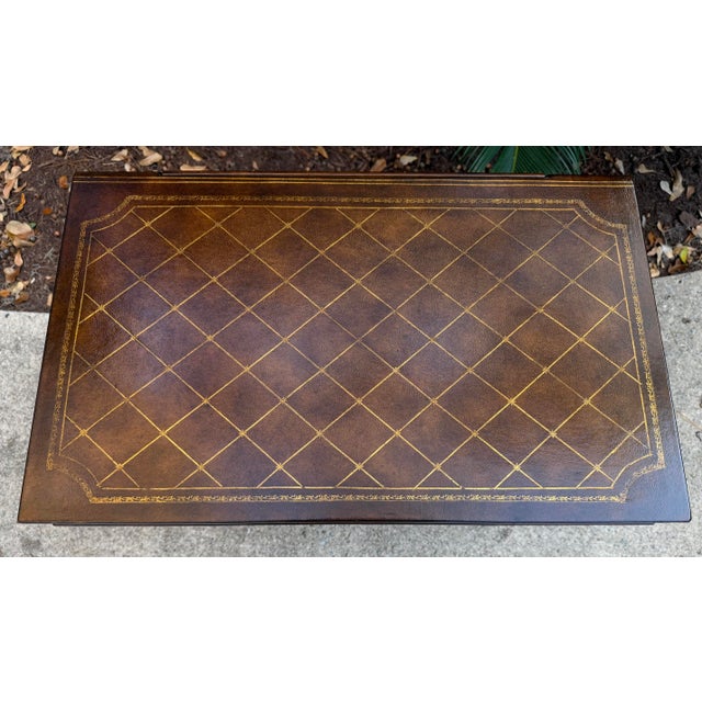 Maitland - Smith Leather Faux Book Table With Metal Tapered Legs - Maitland Smith Style For Sale - Image 4 of 12