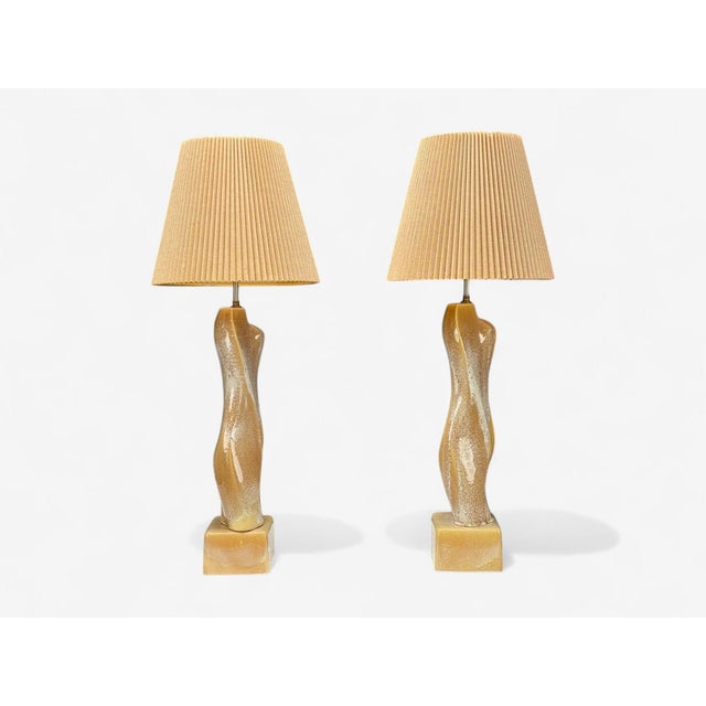 Yasha Heifetz Style, American Mid-Century Modern, Ceramic, Abstract Table Lamps, USA, 1960s Pair of organic modern...