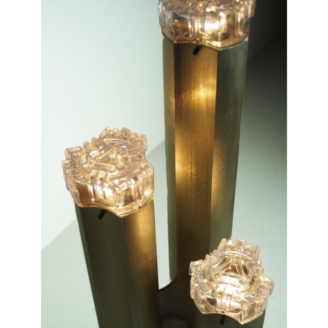 Three Towers Brass Standing Lamp by Gaetano Sciolari, Italy, 1970s For Sale - Image 9 of 15