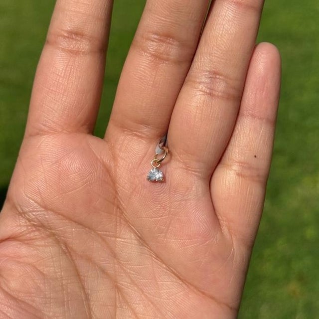 Charm Heart Shaped Diamond Solitaire Pendant in 14k Yellow Gold For Sale - Image 4 of 15