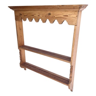 Vintage Natural Pine Wall Shelf Plate Rack For Sale