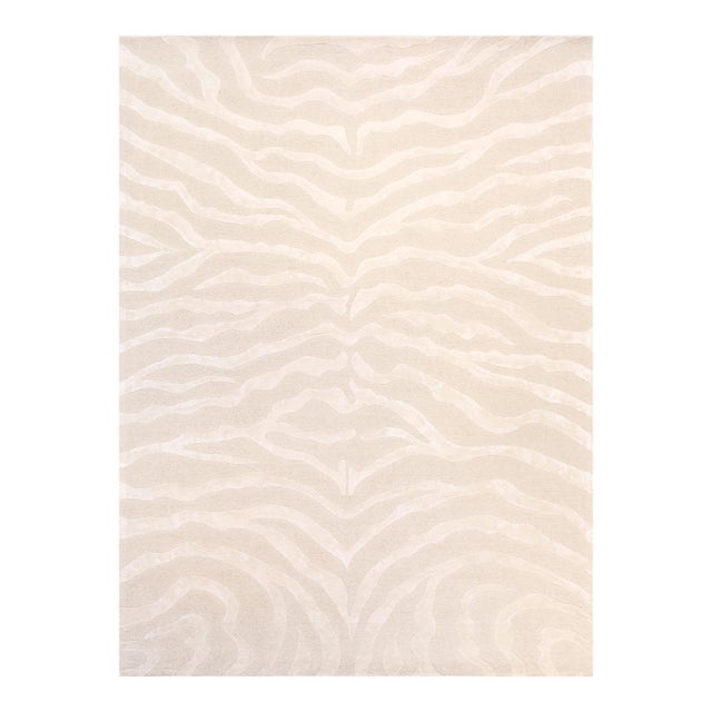 Edgy Hand-Tufted Cream Area Rug- 6' 0'' X 9' 0'' For Sale