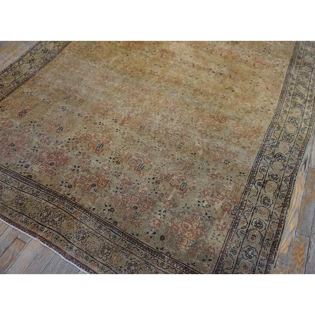 Delicate Ivory Background & Gray Color With Allover-Geometric Design Antique Persian Tabriz Rug For Sale - Image 10 of 12
