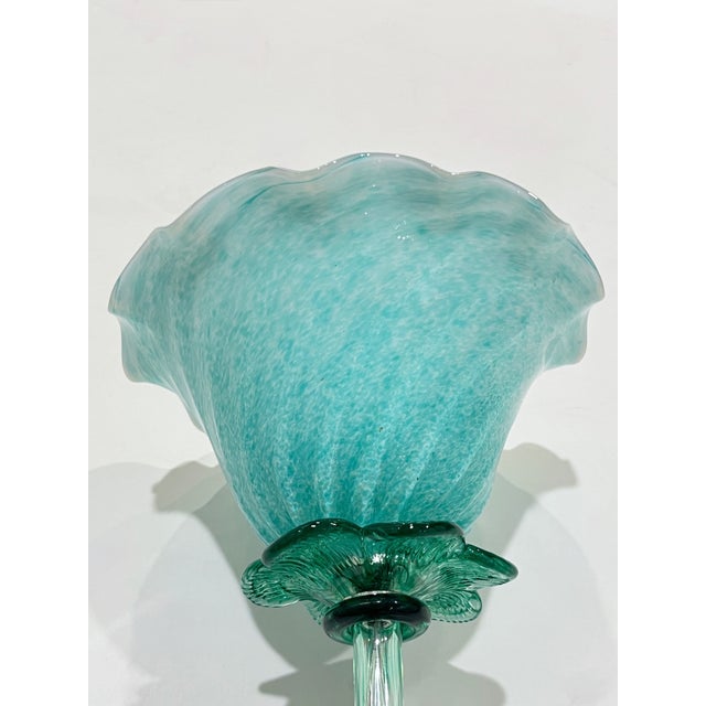 Italian Design Modern Aquamarine Green Art Glass Lit Flower Vase/Table Lamp For Sale - Image 9 of 9