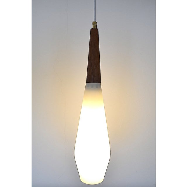 White Scandinavian Opaline Glass Pendant Lamp, 1960s For Sale - Image 8 of 13