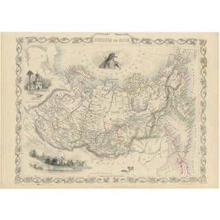 Antique Map of Russia in Asia from Tallis, 1851 For Sale