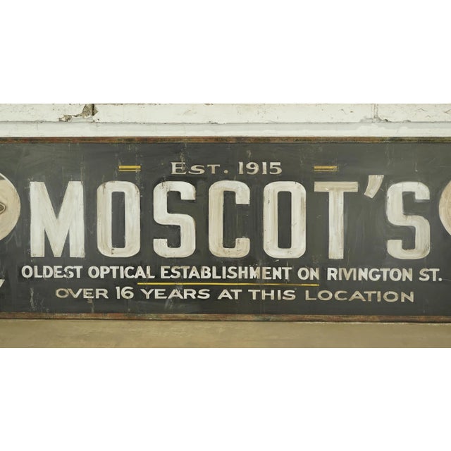 Traditional Newly Made Reclaimed Moscot's Optical Aluminum Marty Supreme Movie Prop Sign For Sale - Image 3 of 10
