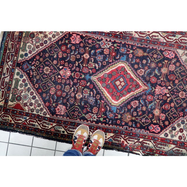 1920s Antique Persian Hamadan Handmade Rug 3.8' X 6.7' 1920s For Sale - Image 5 of 13