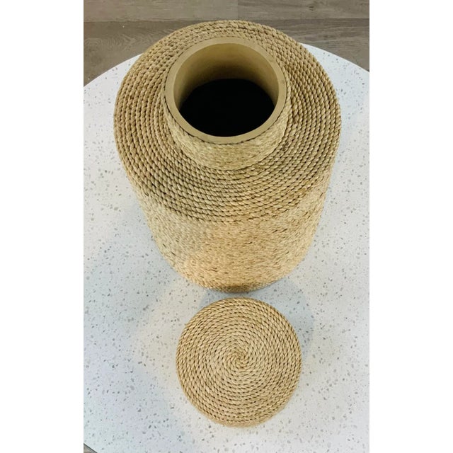 Stylish Currey & Co. Organic Modern Rope Lidded Jar, showroom floor sample