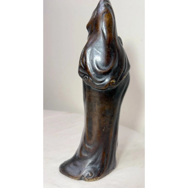 Metal Antique 19th Century Chinese Heavy Cast Bronze Guanyin Statue Sculpture Figure For Sale - Image 7 of 12
