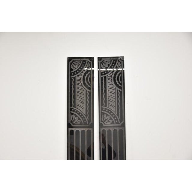 Pair Art Deco Architectural Black Glass Panels For Sale - Image 4 of 6