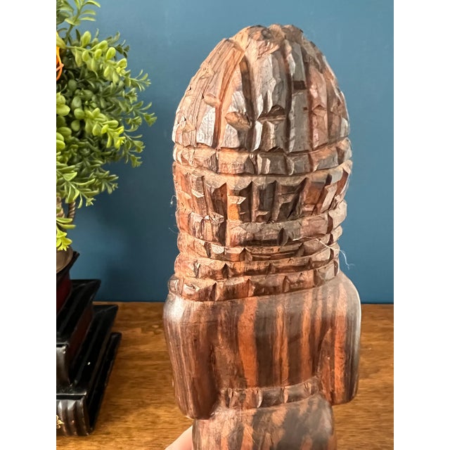 Sculptural African Kuba Hand-Carved Mahogany Figure on Base, Mid-20th Century For Sale - Image 9 of 17