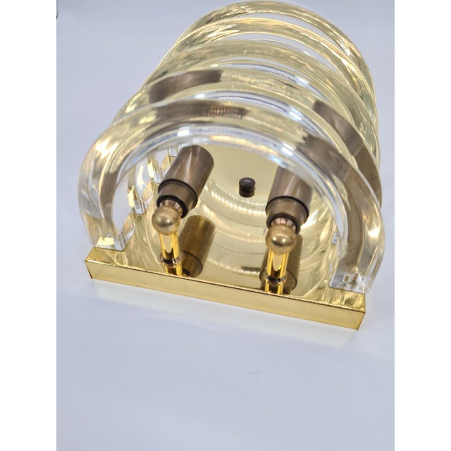 Metal Prometeusz Wall Lamp in Brass with Transparent Acrylic Elements, Poland, 1980s For Sale - Image 7 of 14