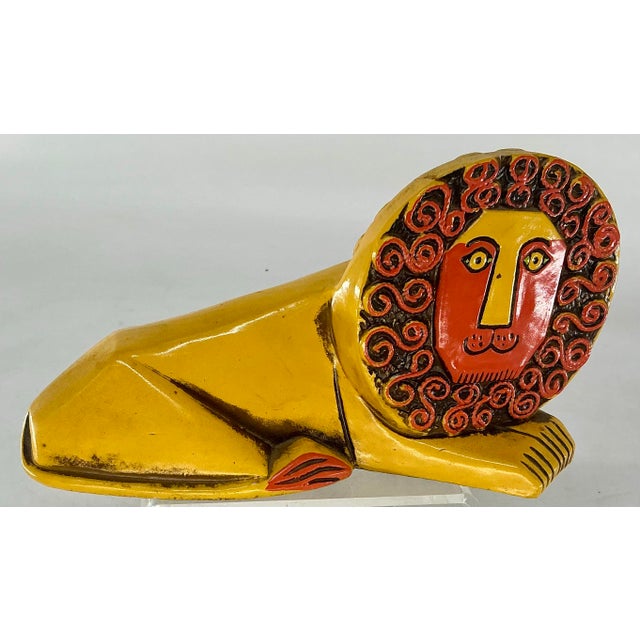 Cute colorful lion coin bank. Hand painted papier-mâché made in Japan by Pride Creations