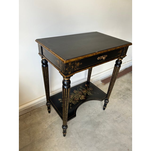 Late 20th Century Maitland-Smith Black & Gold Chinoiserie Painted Bookcase / Display Shelf For Sale - Image 14 of 16