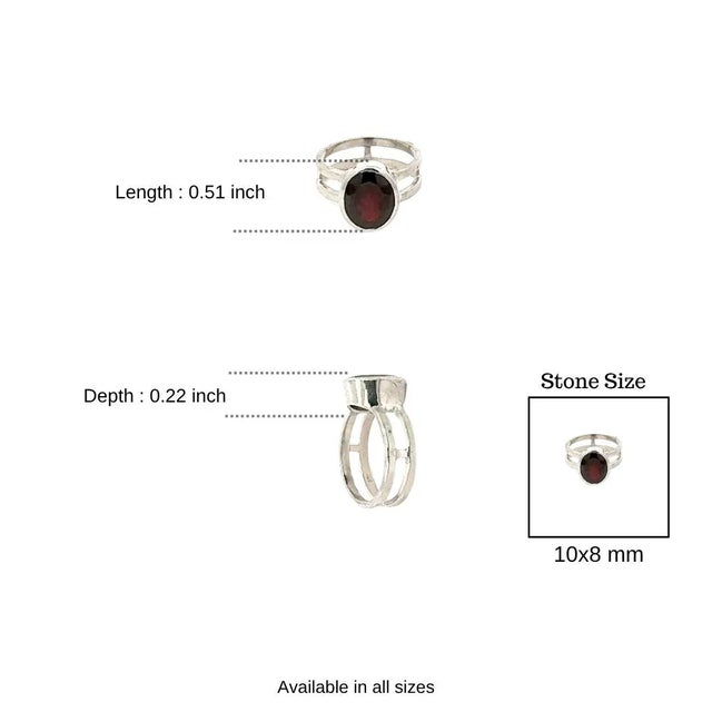 Handcrafted 925 Sterling Silver Garnet Ring With 10x8mm Oval Stone in Bezel Setting - Size 6.5 For Sale - Image 9 of 12