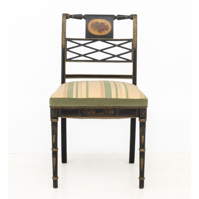 Regency Style Gilt and Ebonized Side Chairs, Pair For Sale In New York - Image 6 of 10