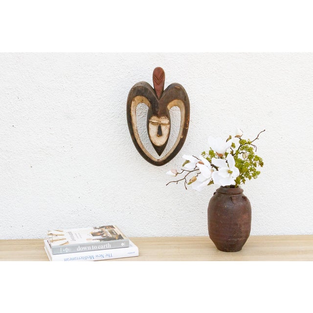 Brown African Painted Kwele Protector Mask For Sale - Image 8 of 8