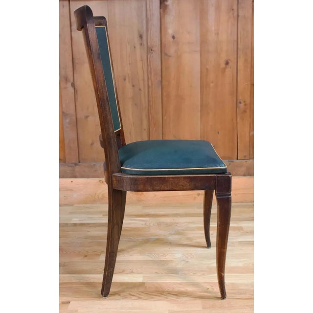 Art Deco Wooden Armchairs in Green Imitation Leather, 1950, Set of 4 For Sale - Image 6 of 9