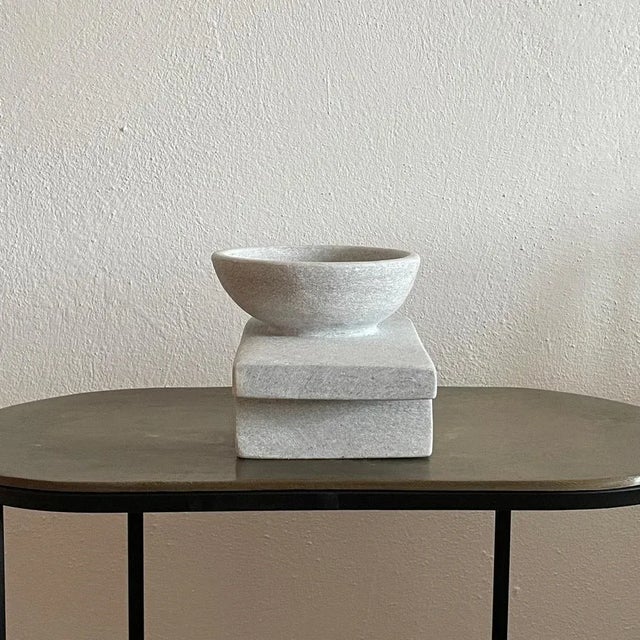 Hand Carved Marble Vessel by Tom Von Kaenel For Sale - Image 4 of 6