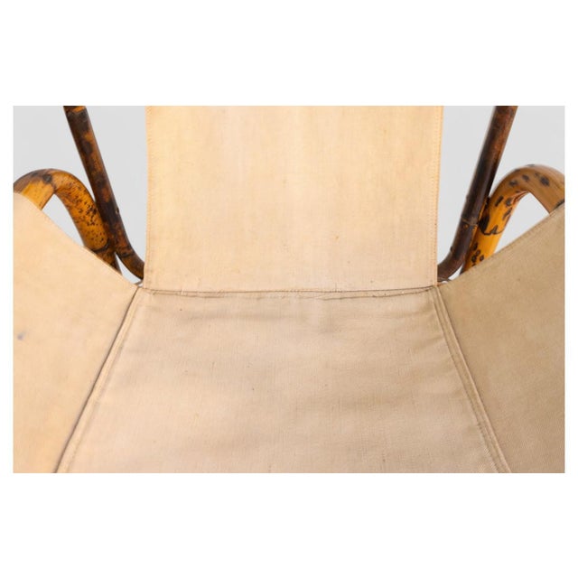 Gold Vintage Bamboo and Canvas Armchair, 1960s For Sale - Image 8 of 12