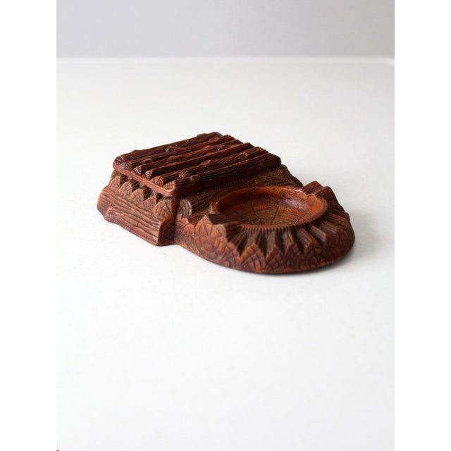 Vintage 1950s Multi Products Faux Bois Dresser Box and Ashtray For Sale - Image 4 of 15