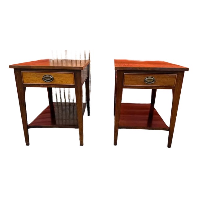 Mid 20th Century Pair of Vintage Federal Style 2 Tier Side Tables For Sale