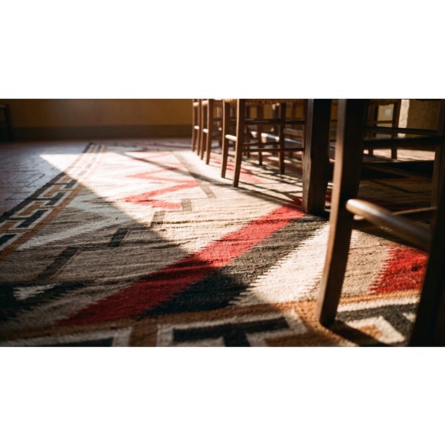 1930s Camel Field Antique Native American Tribal Geometric Flat Weave Kilim Rug For Sale - Image 13 of 13