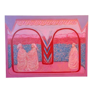 Abstracted Figure Oil and Acrylic Painting by Molly Schiff For Sale