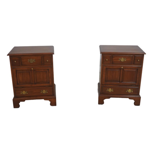 Pair of Henkel Harris Cherry 4 Drawer Chests Nightstands For Sale