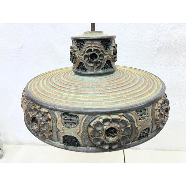 Ceramic Danish Studio Ceramic Pendant Lamp by Jette Hellerøe, 1970s For Sale - Image 7 of 18