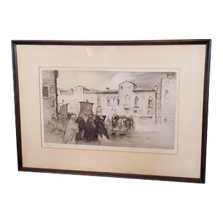 1920s Edgar Chahine "Campo Santa Margareta Venise" Venice Etching For Sale