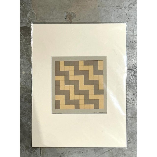 Paper Vintage Geometric Tile Pattern Serigraph For Sale - Image 7 of 12