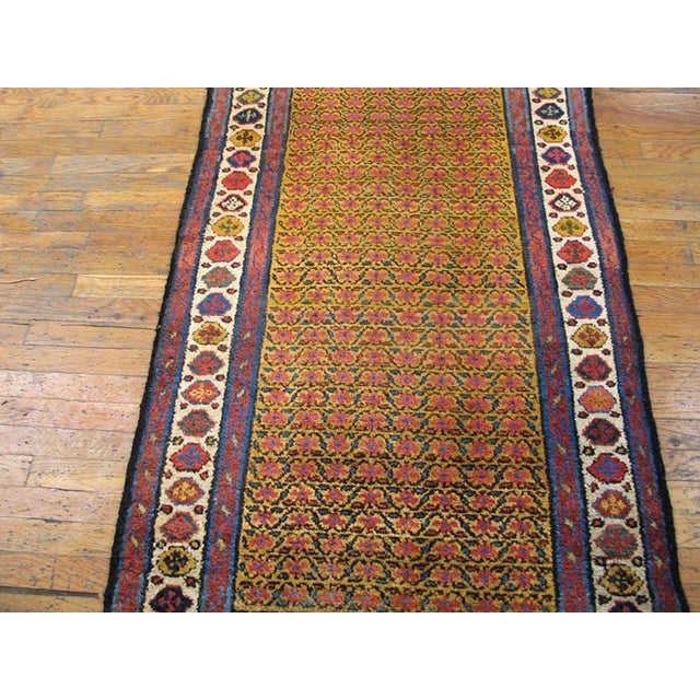 Persian 1890s Yellow Geoemtric Antique n.w. Persian Rug 3' X 11'7" Hand Knotted Wool Carpet For Sale - Image 3 of 4