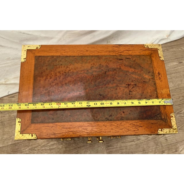 Vintage Korean Elm Burl Brass Bound Bandaji Small Chest Wedding Cabinet Felt For Sale - Image 10 of 12