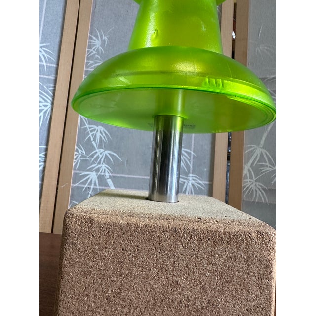 1970s Lime Green Thumbtack Push Pin Plastic and Cork Desk Lamp For Sale - Image 4 of 8