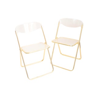 Italian Lucite Folding Chairs - Pair For Sale