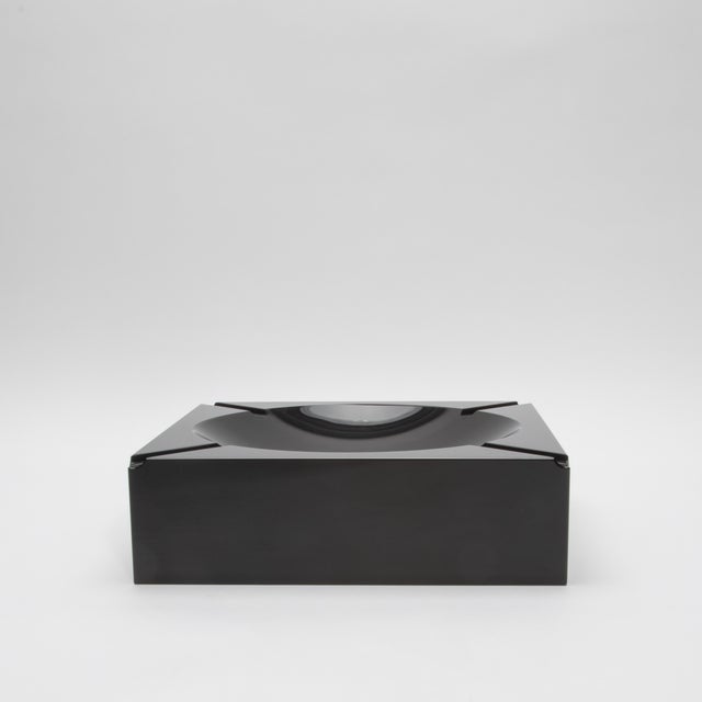 Glass Black Crystal Cigar Ashtray by Ka Glass For Sale - Image 7 of 8