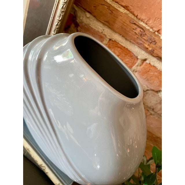 Vintage 1980s Postmodern Blue Ceramic Vase For Sale - Image 6 of 7