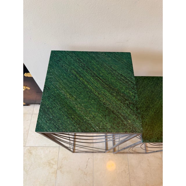 1980s Pair of Vintage Curtis Jeré Jere Signed Sculptural Art Deco Metal Wire Swag Display Pedestals Dated 1989 & 1990. For Sale - Image 5 of 9