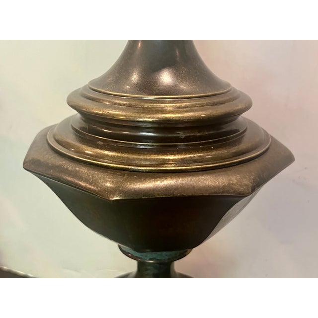 Brass Mid 20th Century Large Brass Table Lamps With Deep Patina - a Pair For Sale - Image 8 of 10