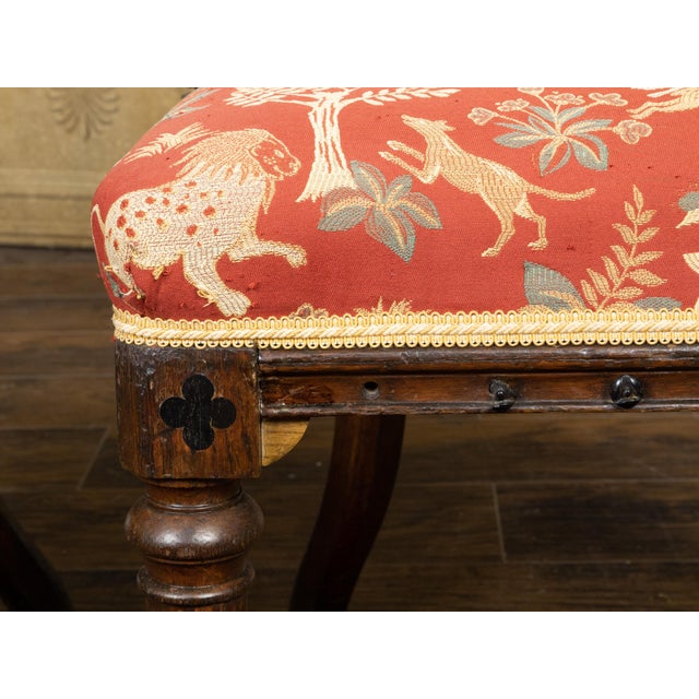 Pair of 19th Century English Regency Style Carved Oak Klismos Chairs with Horseshoe Backs For Sale - Image 11 of 12