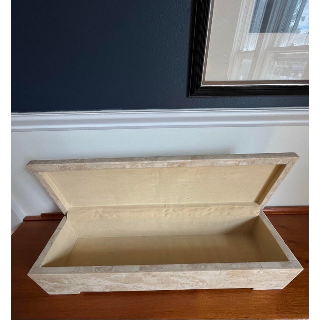 Metal Brass Handled Tessellated Lidded Box Maitland Smith For Sale - Image 7 of 9